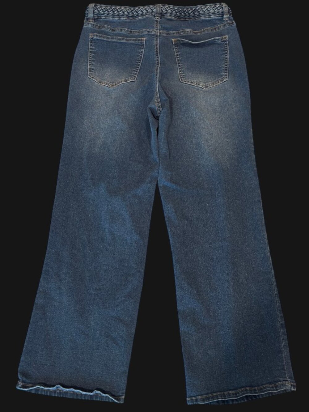 d.jeans Size 10 Trouser Jeans Braided Waistband Dark Wash Stretch Straight Leg - Picture 2 of 11